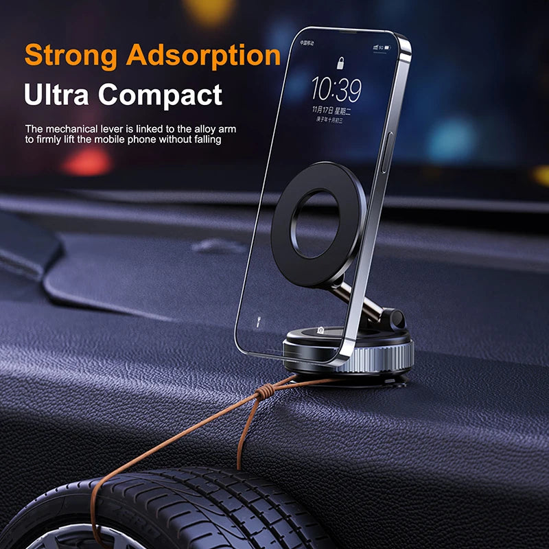 New Strong Magnetic Phone Holder Foldable Design 360° Adjustable Vacuum Car Mount for Car Desk Bathroom Magnet Suction Stand
