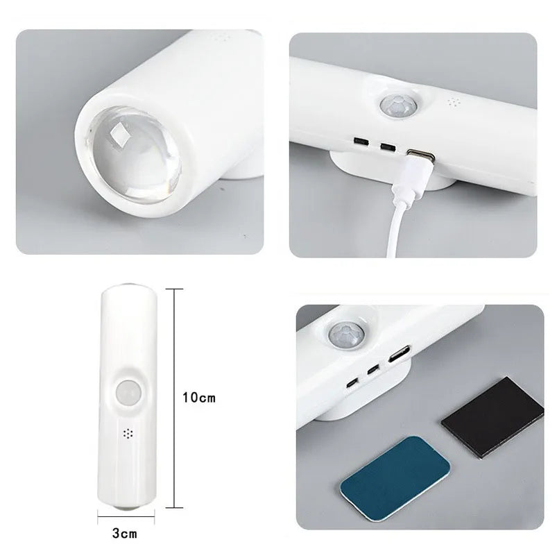 LED Motion Sensor Night Light 3 Colours Changing Cabinet Decorative Light Rechargeable Cabinet Lamp for Kitchen Wardrobe