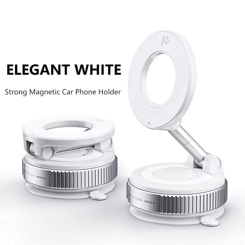 New Strong Magnetic Phone Holder Foldable Design 360° Adjustable Vacuum Car Mount for Car Desk Bathroom Magnet Suction Stand