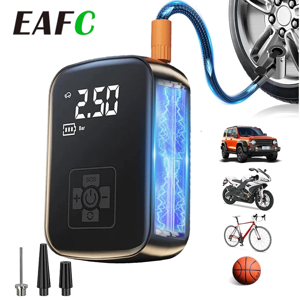 150PSI Tire Inflator Portable Air Compressor Cordless Air Pump Tires Air Pump with LED Light Tire Ball Electric Inflator