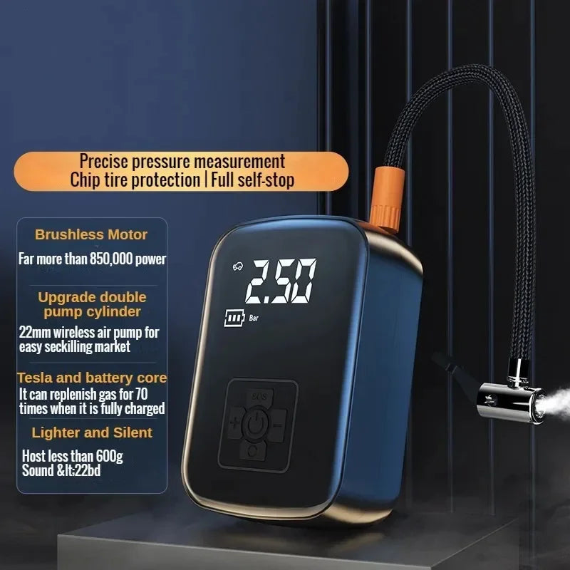 150PSI Tire Inflator Portable Air Compressor Cordless Air Pump Tires Air Pump with LED Light Tire Ball Electric Inflator