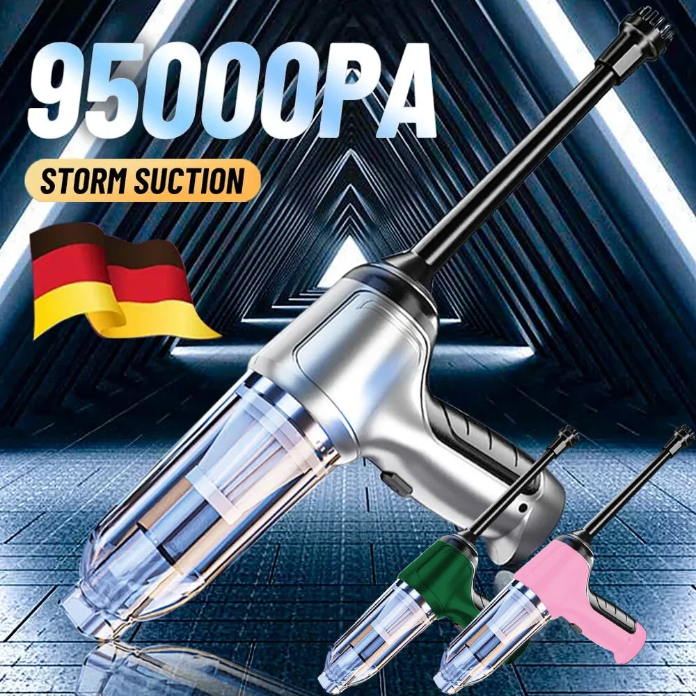 Car Vacuum Cleaner 95000PA Strong Suction Handheld Wireless Vacuum Cleaning Blower 2 in 1 Portable Vacuum Cleaner for Car Home
