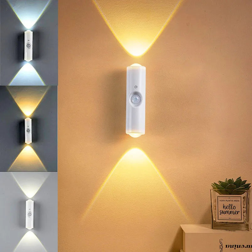 LED Motion Sensor Night Light 3 Colours Changing Cabinet Decorative Light Rechargeable Cabinet Lamp for Kitchen Wardrobe