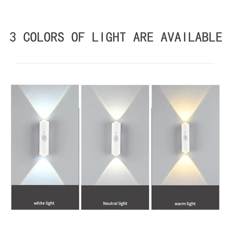 LED Motion Sensor Night Light 3 Colours Changing Cabinet Decorative Light Rechargeable Cabinet Lamp for Kitchen Wardrobe