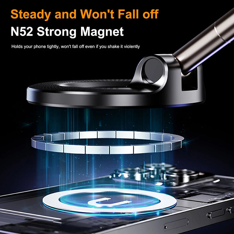 New Strong Magnetic Phone Holder Foldable Design 360° Adjustable Vacuum Car Mount for Car Desk Bathroom Magnet Suction Stand